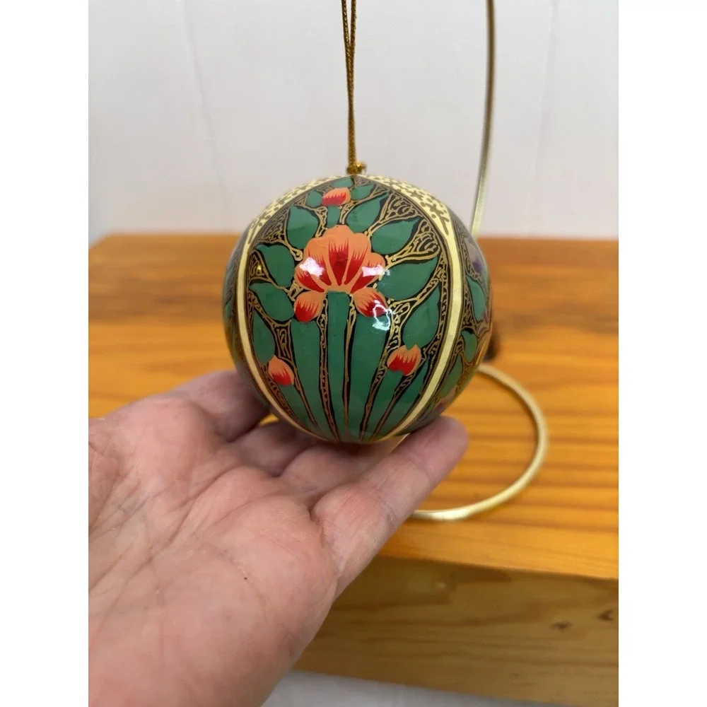 Pier 1 Imports Hand Painted Floral Iris Christmas Bulb‎ Tin Ornament